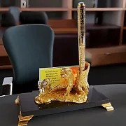 Письменный набор "На медведя". Позолоченный — необычный подарок — фотография 1
