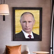 Картина «В.В. Путин» на ониксе в рамке из ясеня — необычный подарок — фотография 1