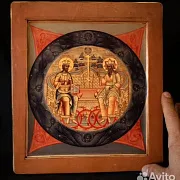 Деревянная икона "Троица Ветхозаветная" — необычный подарок — фотография 1