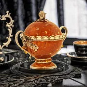 Бонбоньерка (сахарница) "Виноград" из янтаря в подарок — фотография 1