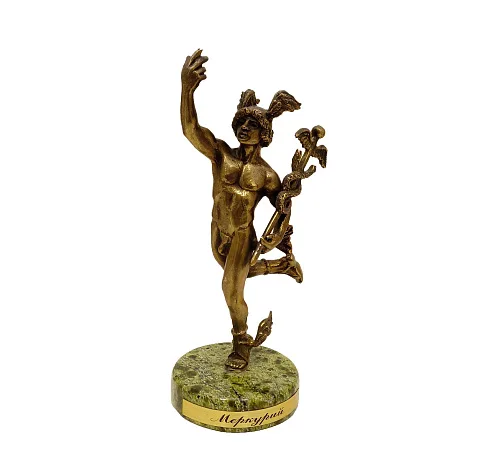 Подарочная бронзовая статуэтка «Меркурий» со змеевиком