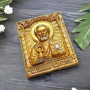 Бронзовая икона "Николай Чудотворец" в золоте — красивый подарок — фотография 1