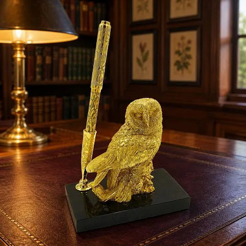 Письменный набор "Сова". Позолоченный — красивый подарок