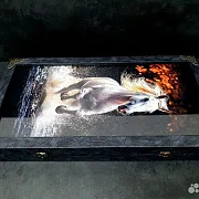 Нарды под стеклом «Лошади» — красивый подарок — фотография 3