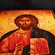 Икона "Христос Вседержитель" дерево, ручная работа — необычный подарок — фотография 5
