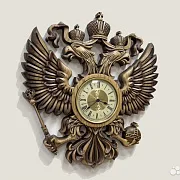 Часы с гербом РФ, резные из массива ясеня — красивый подарок — фотография 5
