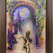 Бронзовая картина «Скрипач. Рассвет» — оригинальный подарок — фотография 3