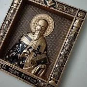 Резная икона Священномученик Евгений — оригинальный подарок — фотография 3