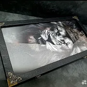 Нарды под стеклом «Лев» — красивый подарок — фотография 8