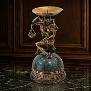 Подсвечник «Весы» из бронзы и змеевика — оригинальный подарок — фотография 1