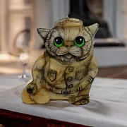 Скульптура «Кот с мешком» из камня — оригинальный подарок — фотография 1