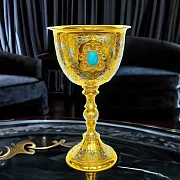 Сувенирный кубок для вина "Бирюза". Златоуст — красивый подарок — фотография 1