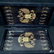 Нарды под стеклом «Золотой Герб России» — оригинальный подарок — фотография 3